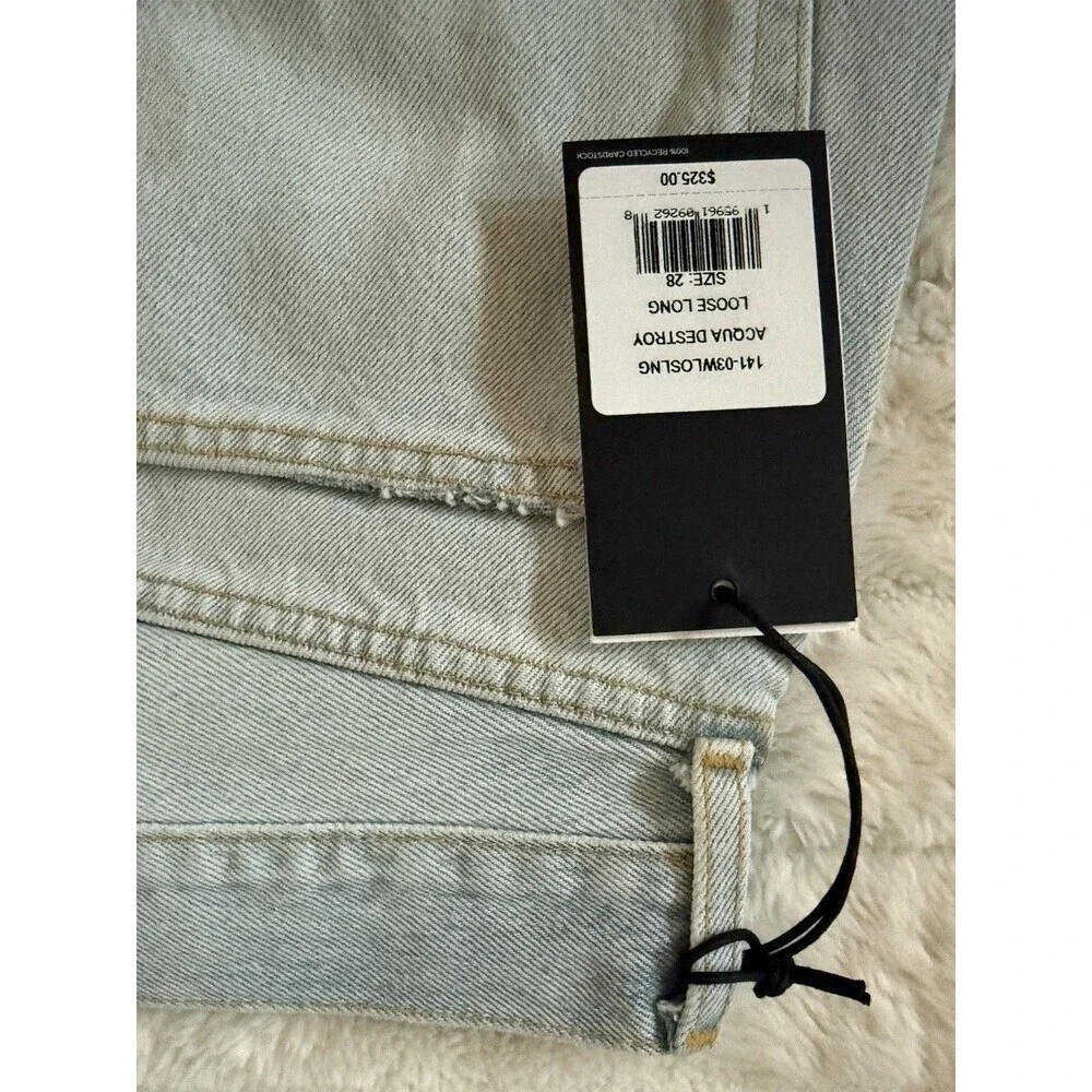 RE/DONE Loose Acqua Destroy Straight Leg Jeans Size 28 – Retail $325 NWT - Picture 7 of 10